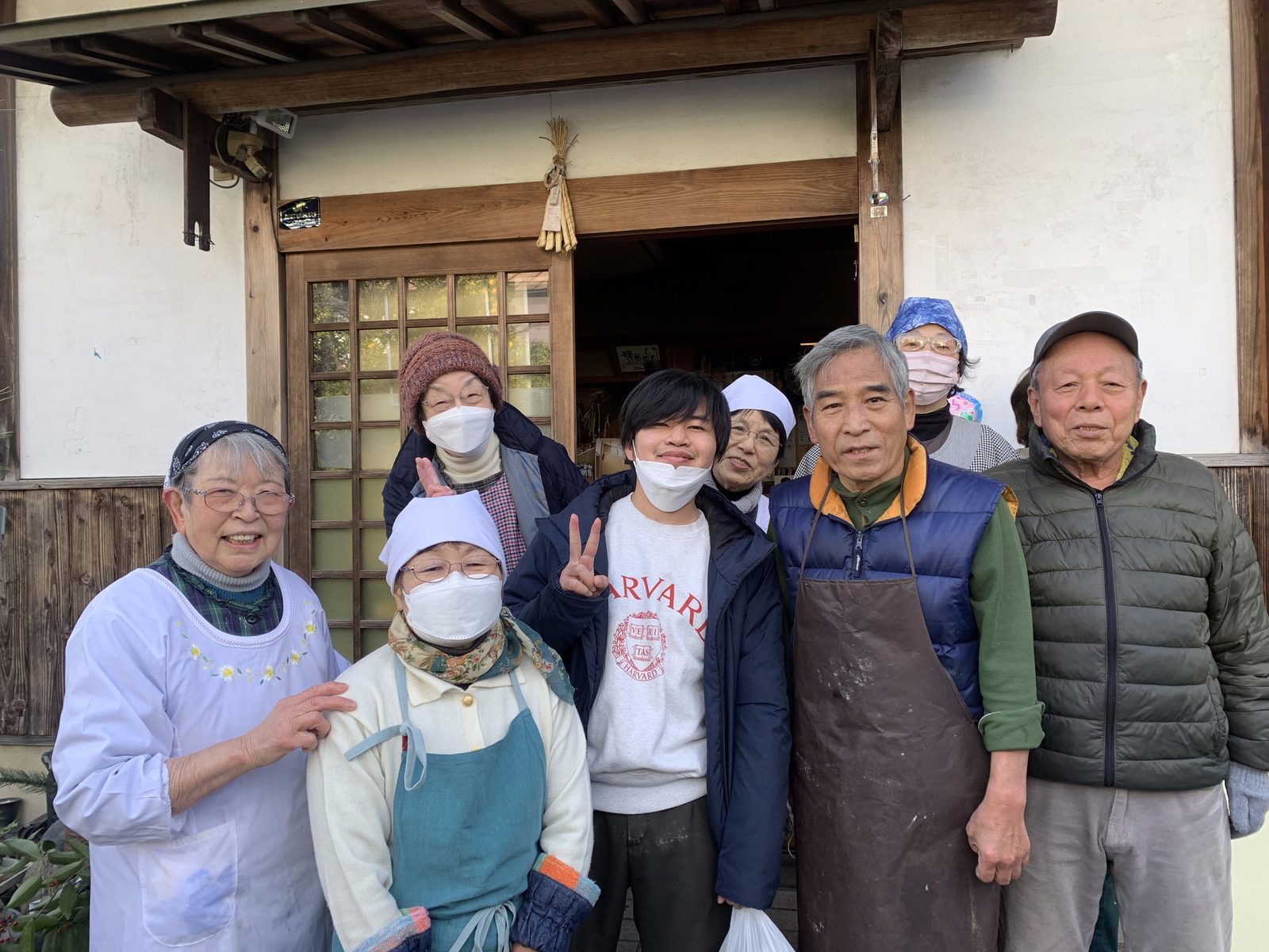 With the mochi shop staff